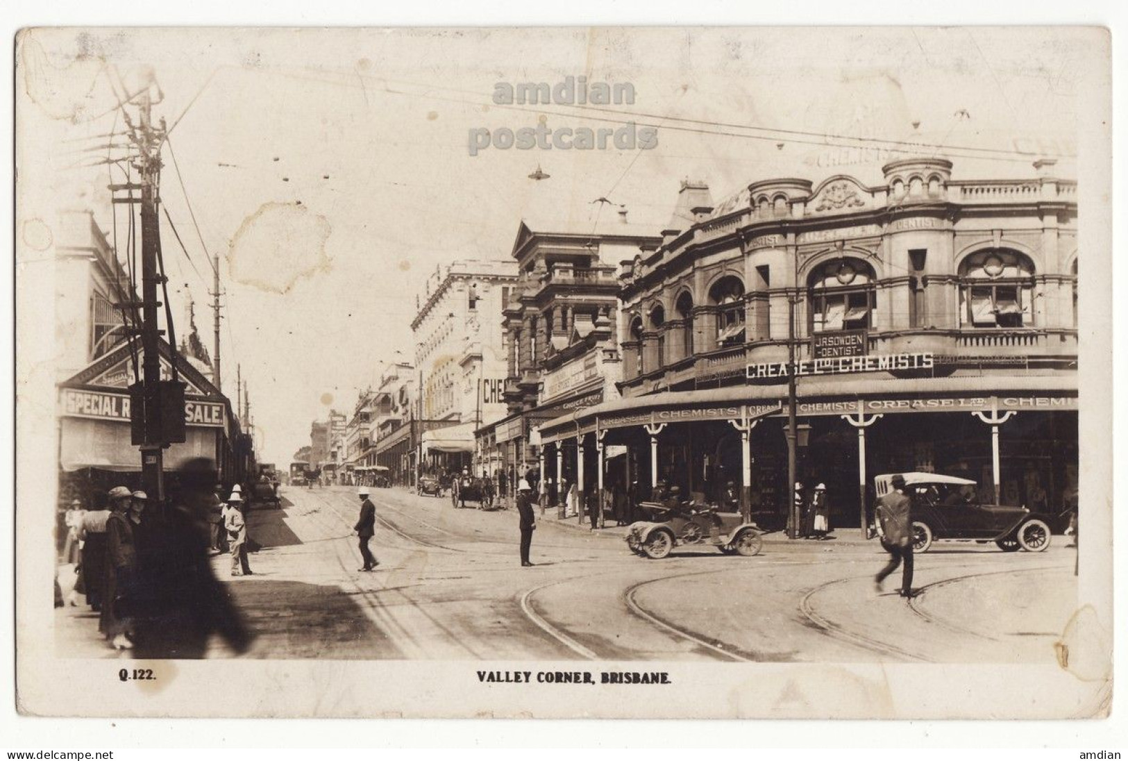 AUSTRALIA Brisbane QLD, Fortitude Valley Corner, Old Cars And Stores C1925 RPPC Vintage Real Photo Postcard - Brisbane