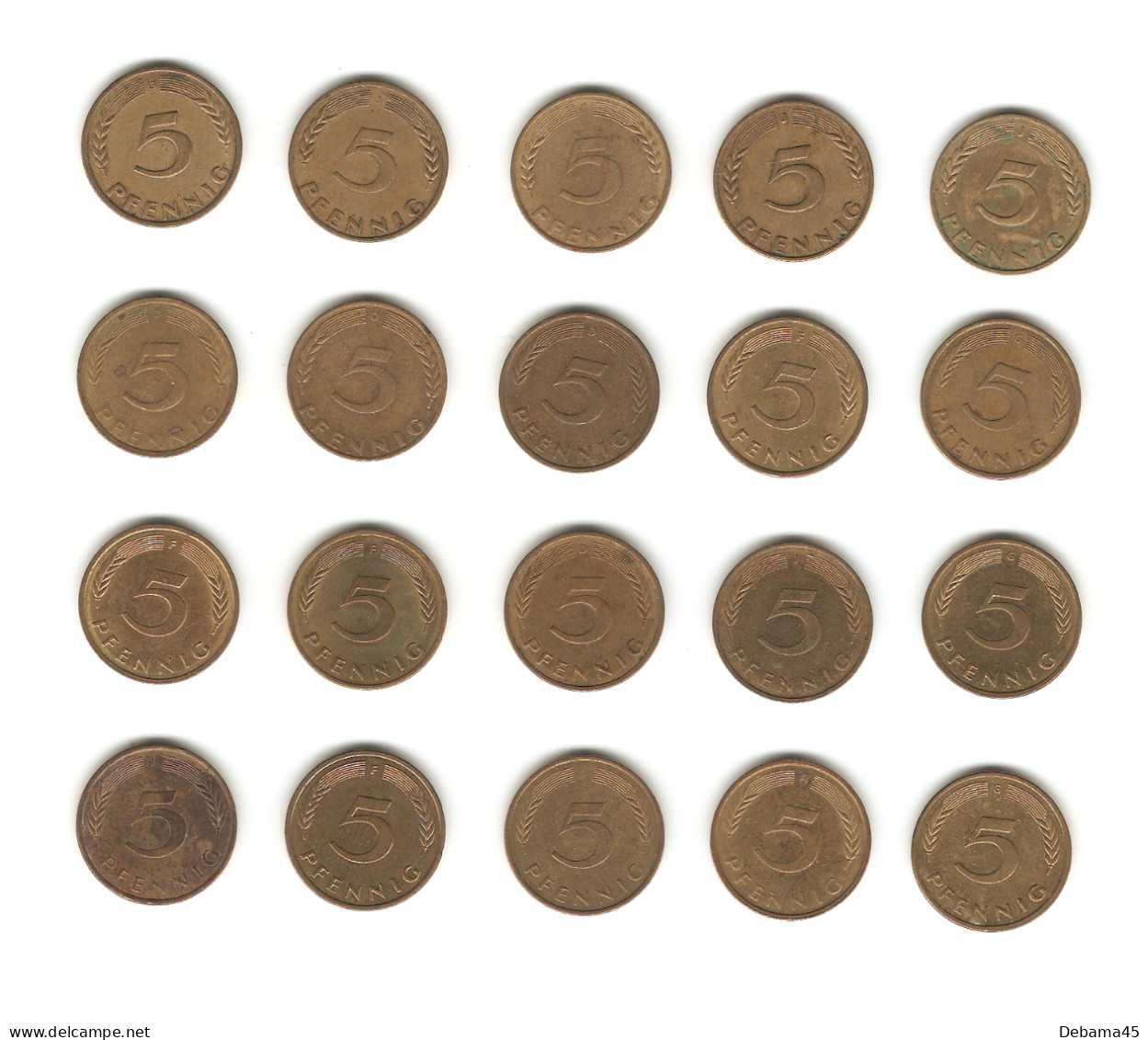 272/ Allemagne : 20 X 5 Pfennig (tous Différents - De 1949 à 1996) - 5 Pfennig