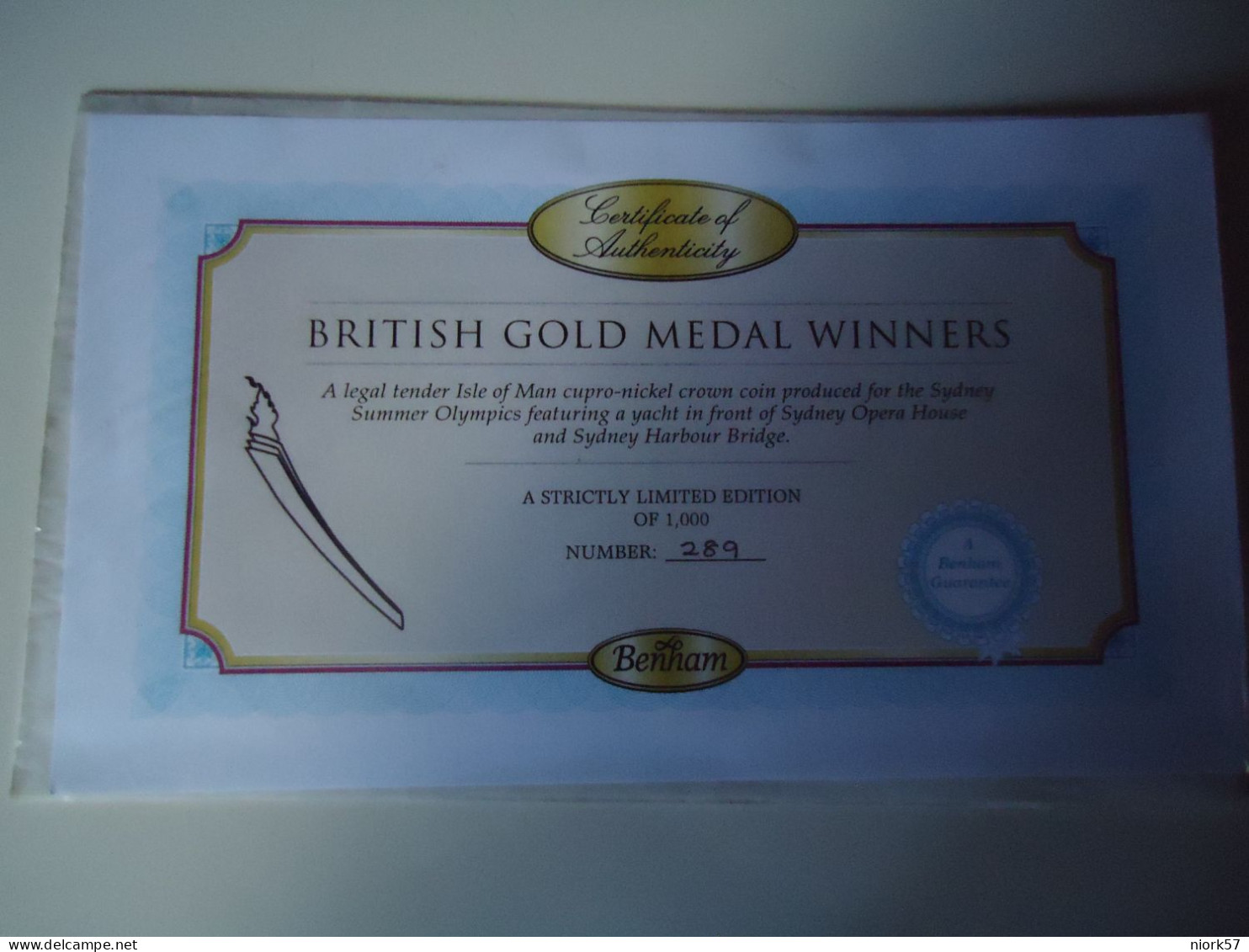 UNITED KINGDOM  OLYMPIC GAMES SYDNEY 2000  BRITISH GOLD WINNERS MEDAL ITEM 1000 - Ete 2000: Sydney