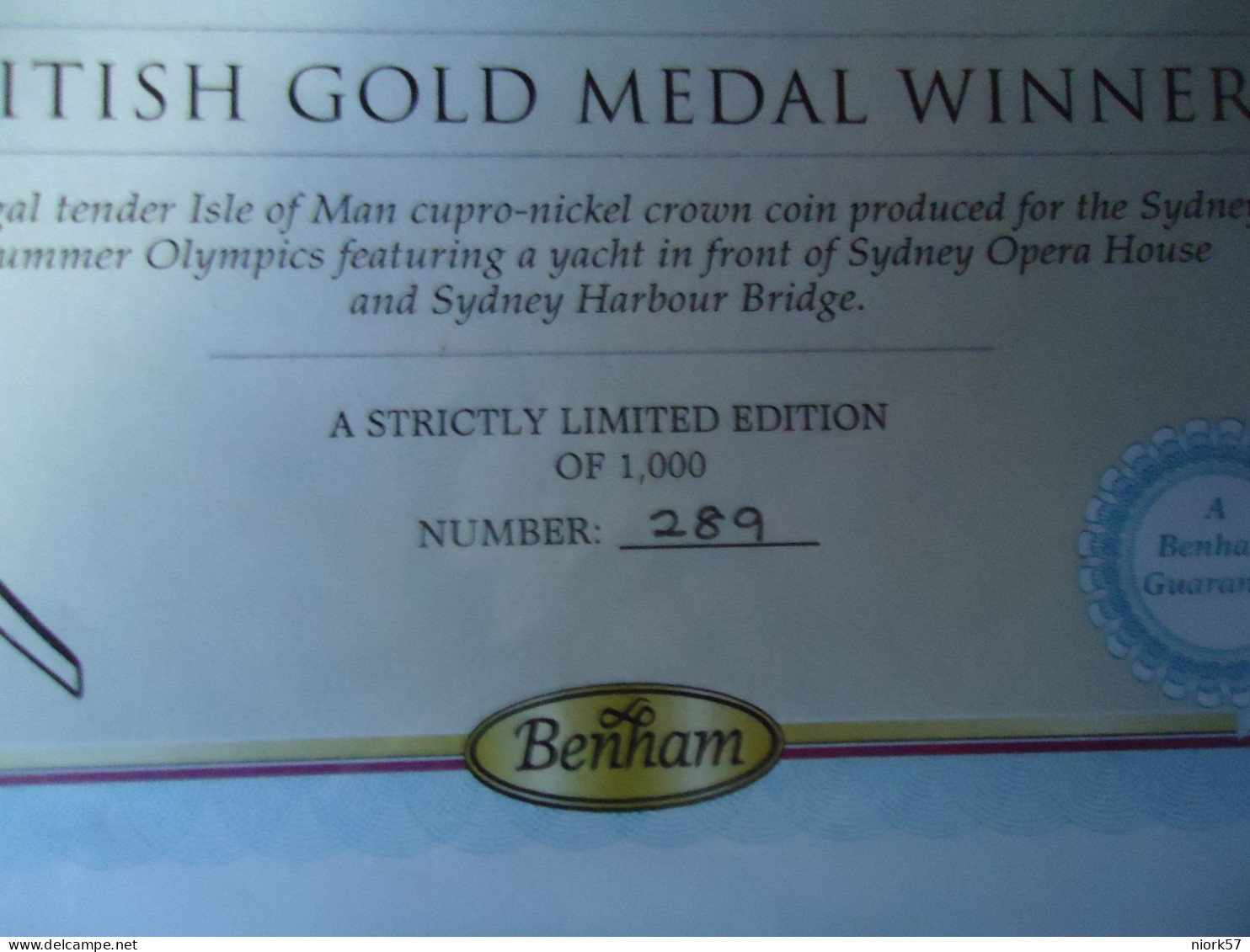 UNITED KINGDOM  OLYMPIC GAMES SYDNEY 2000  BRITISH GOLD WINNERS MEDAL ITEM 1000 - Sommer 2000: Sydney