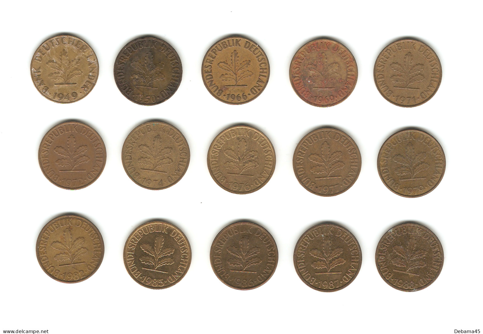 277/ Allemagne : 15 X 10 Pfennig (tous Différents - De 1949 à 1988) - 10 Pfennig