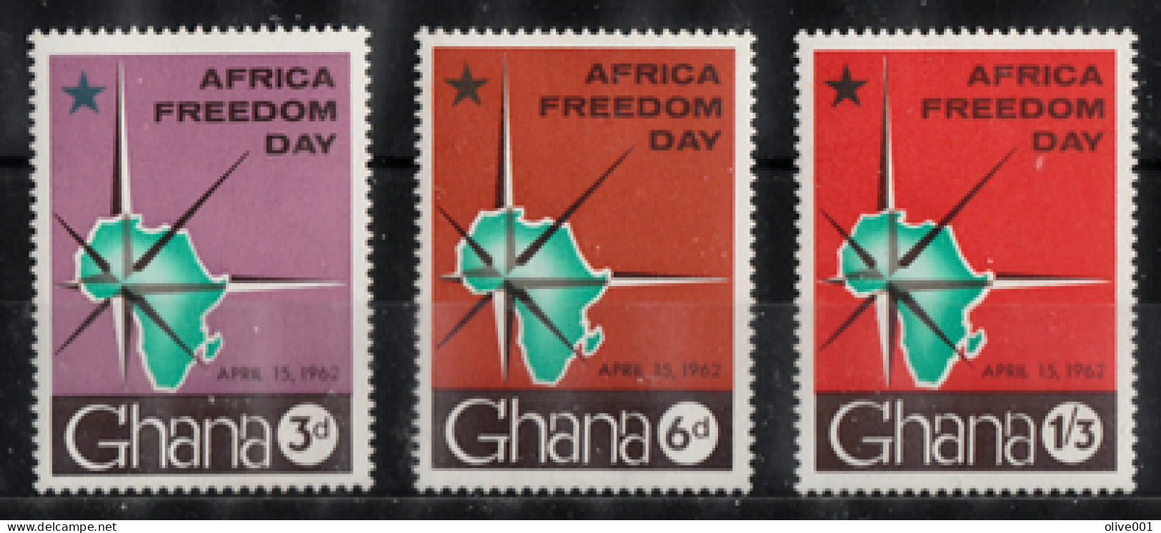 Ghana - 1962 - Journée De La Liberté En Afrique - 3 Tp Y&T N° 104/06 MNH ** Neufs - News - Ghana (1957-...)