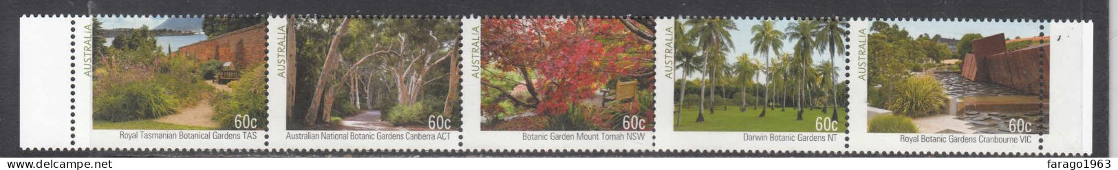 2013 Australia Royal Botanic Gardens Plants Trees Flowers Complete Strip Of 5 MNH @ BELOW FACE VALUE - Mint Stamps
