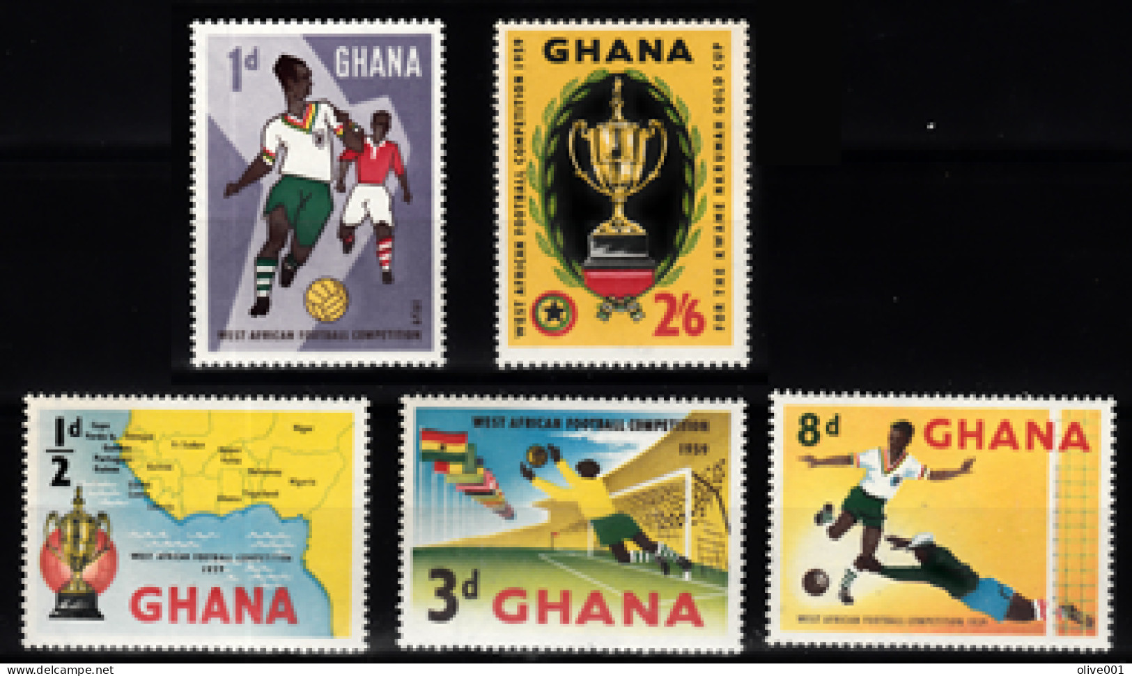 Ghana - 1959 - Championnat  Ouest-africain De Football - 5 Tp Y&T N° 54/58 MNH ** Neufs - News - Ghana (1957-...)