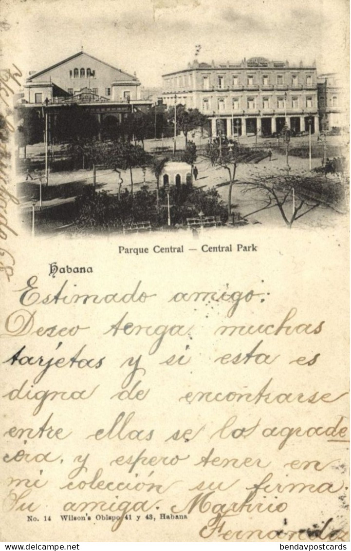 Cuba, HAVANA, Parque Central, Central Park, Gran Hotel Inglaterra 1902 Postcard - Cuba