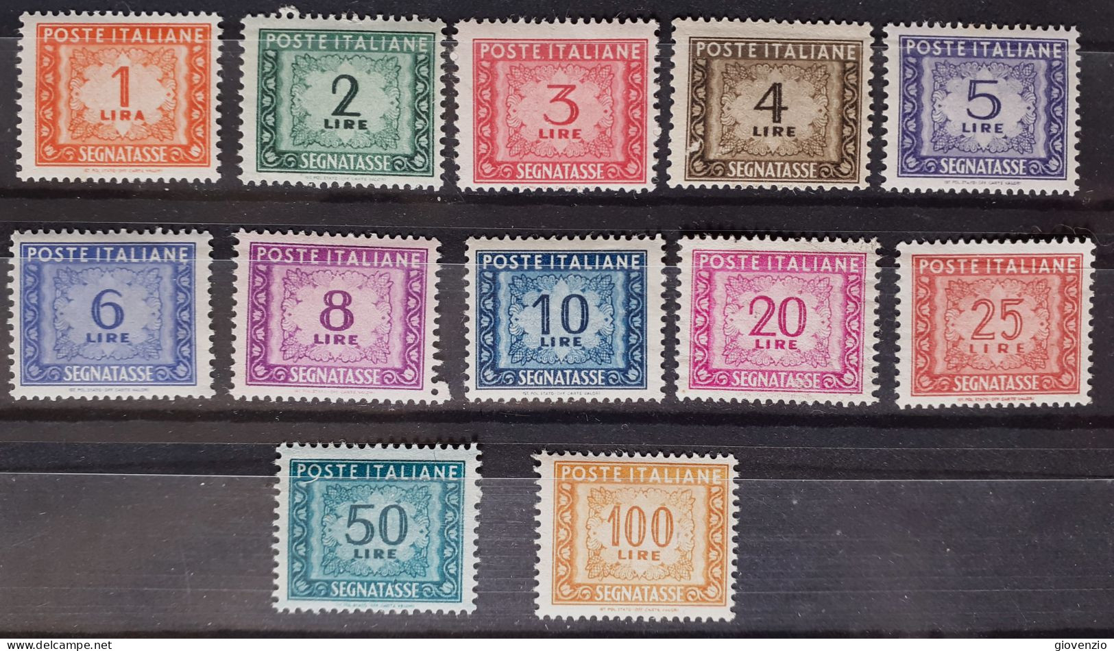 ITALIA  1947 SEGNATASSE LA SERIE MENO IL LIRE 12 FILIGRANA RUOTA NUOVO MH* - Taxe