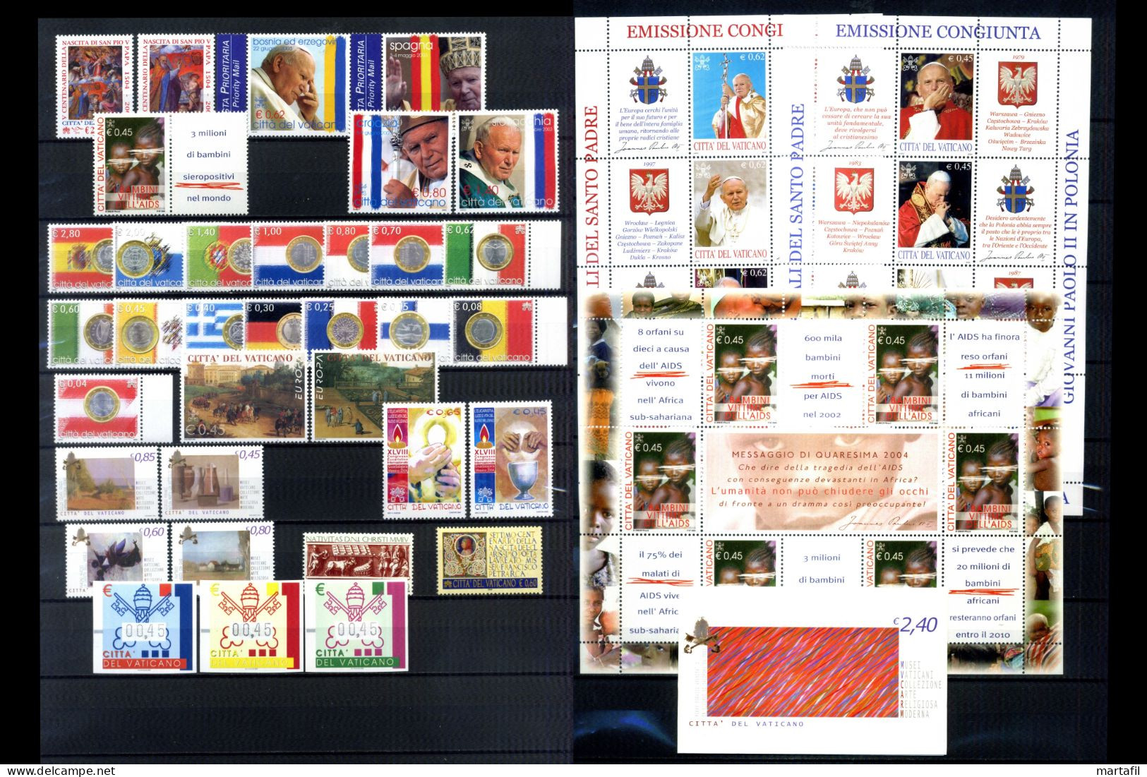 2004 VATICANO ANNATA COMPLETA Year Complete MNH ** - Volledige Jaargang