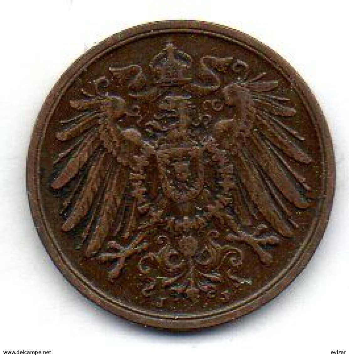 GERMANY - EMPIRE, 2 Pfennig, Copper, Year 1913-J, KM # 16 - 2 Pfennig