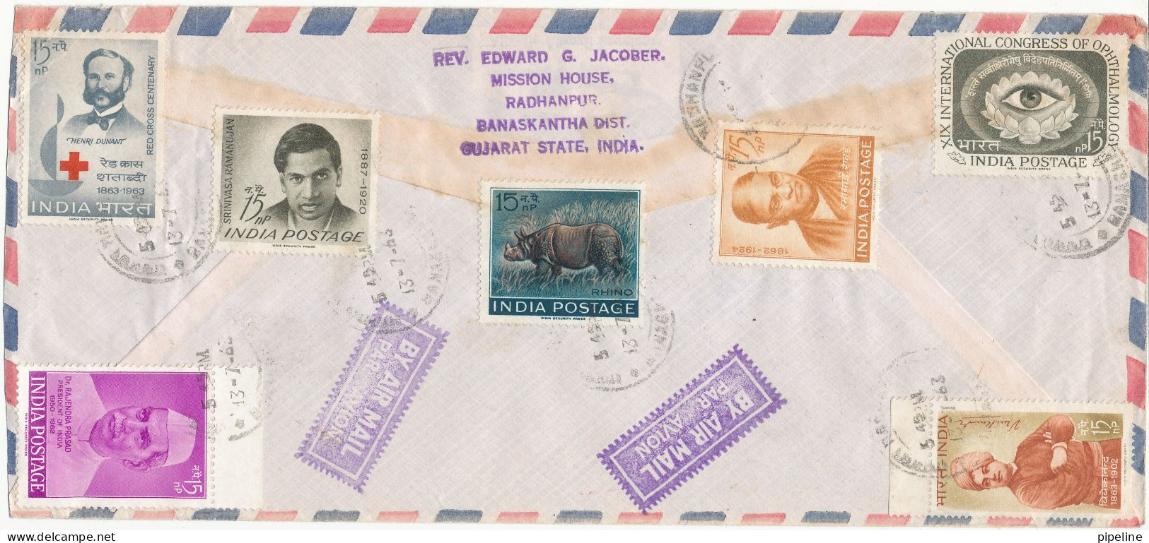 India Air Mail Cover Sent To Czechoslovakia 13-7-1963 With More Topic Stamps - Airmail