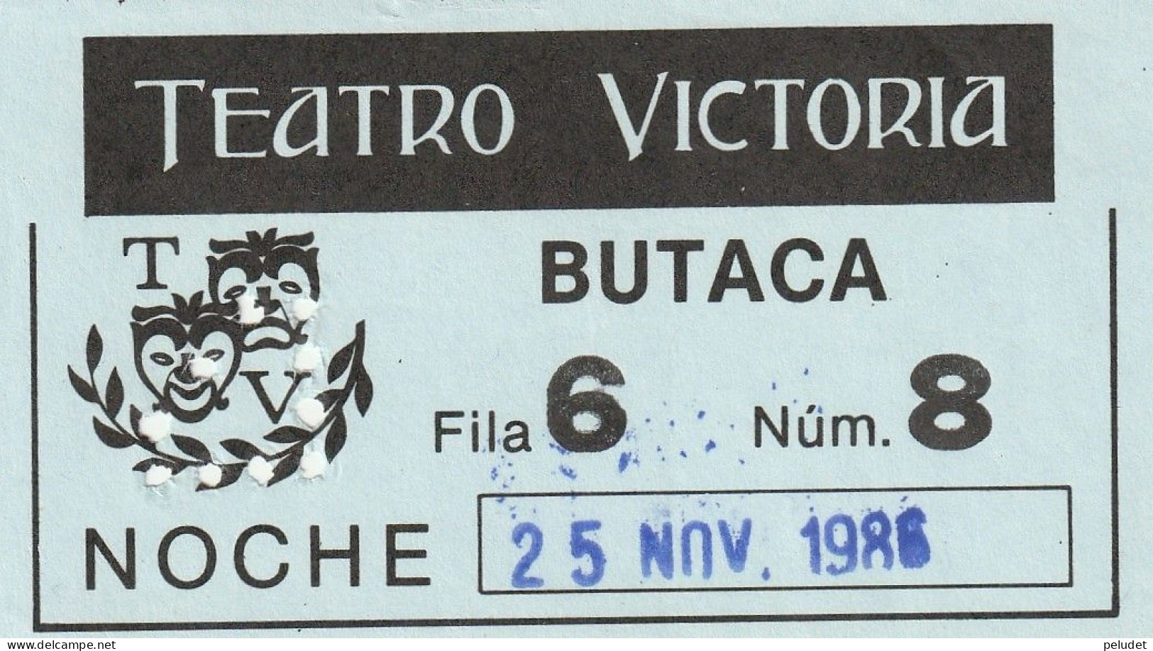 Ticket - Entrada -- Teatro Victoria - Noche - 1986 - Tickets D'entrée