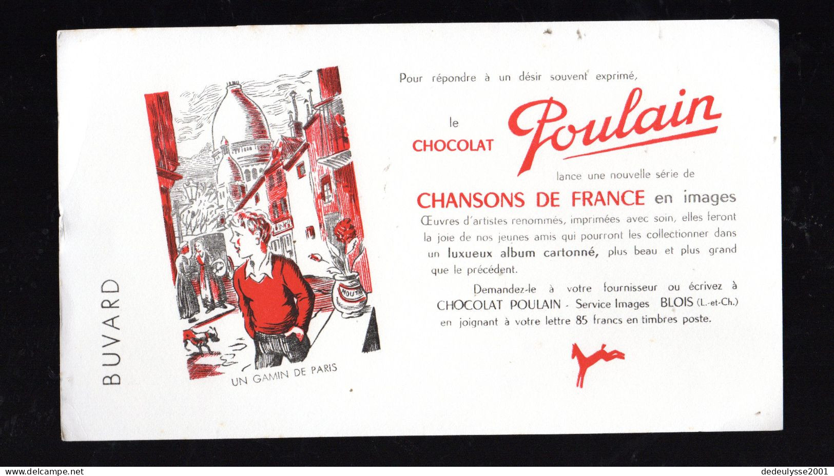 Nov 23  930798   Buvard   Chocolat Poulain  Un Gamin De Paris - Schoenen