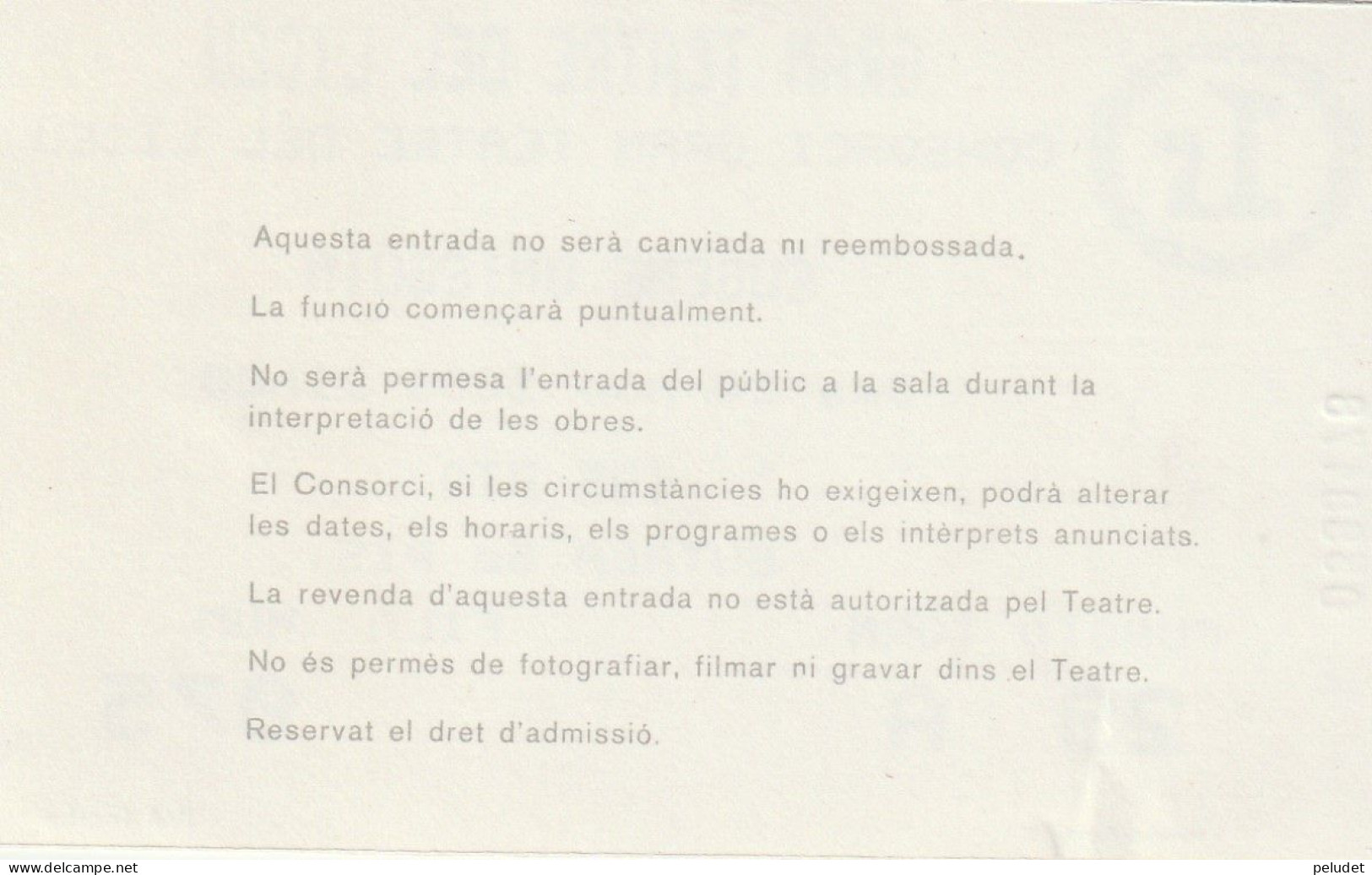 Ticket - Entrada -- Gran Teatre Del Liceu - 1989 - Eugene Onieguin - Tickets D'entrée