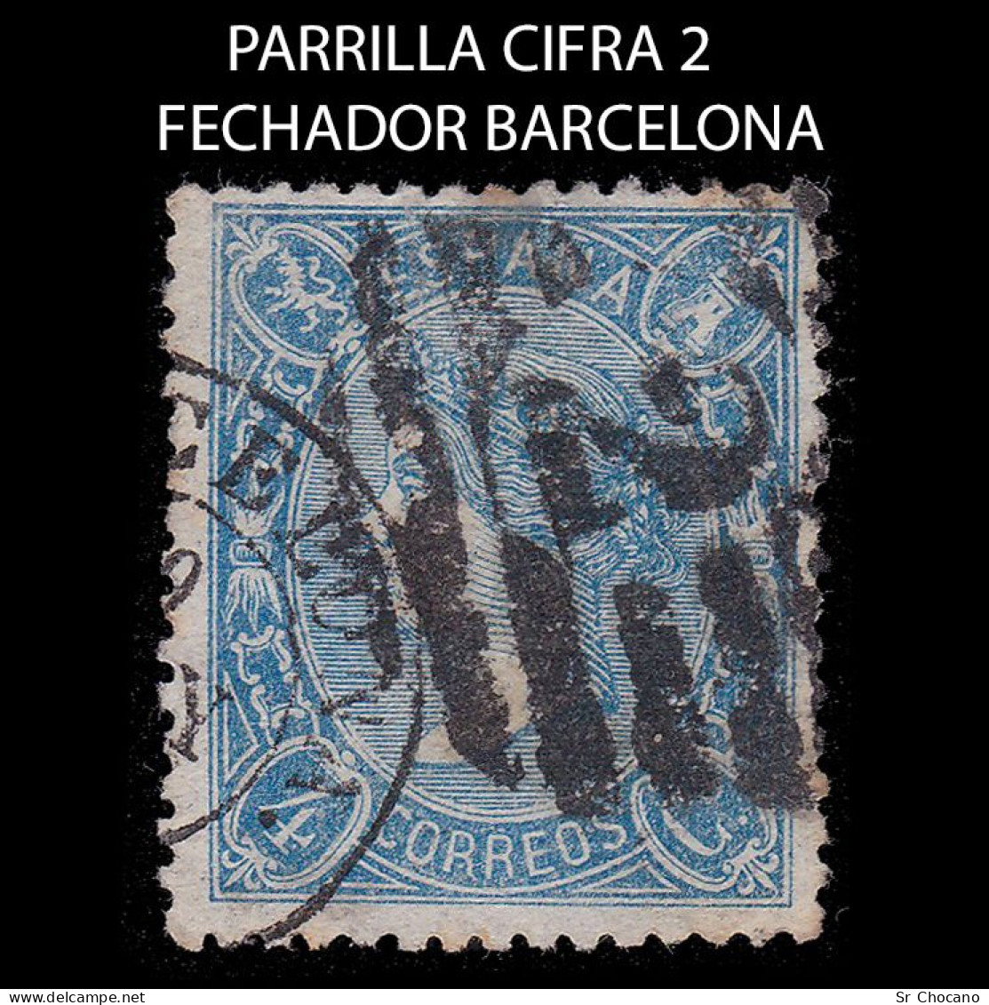 Isabel II.1865.4cu Parrilla Cifra 2 BARCELONA+ FECHADOR.Edifil 75 - Otros & Sin Clasificación