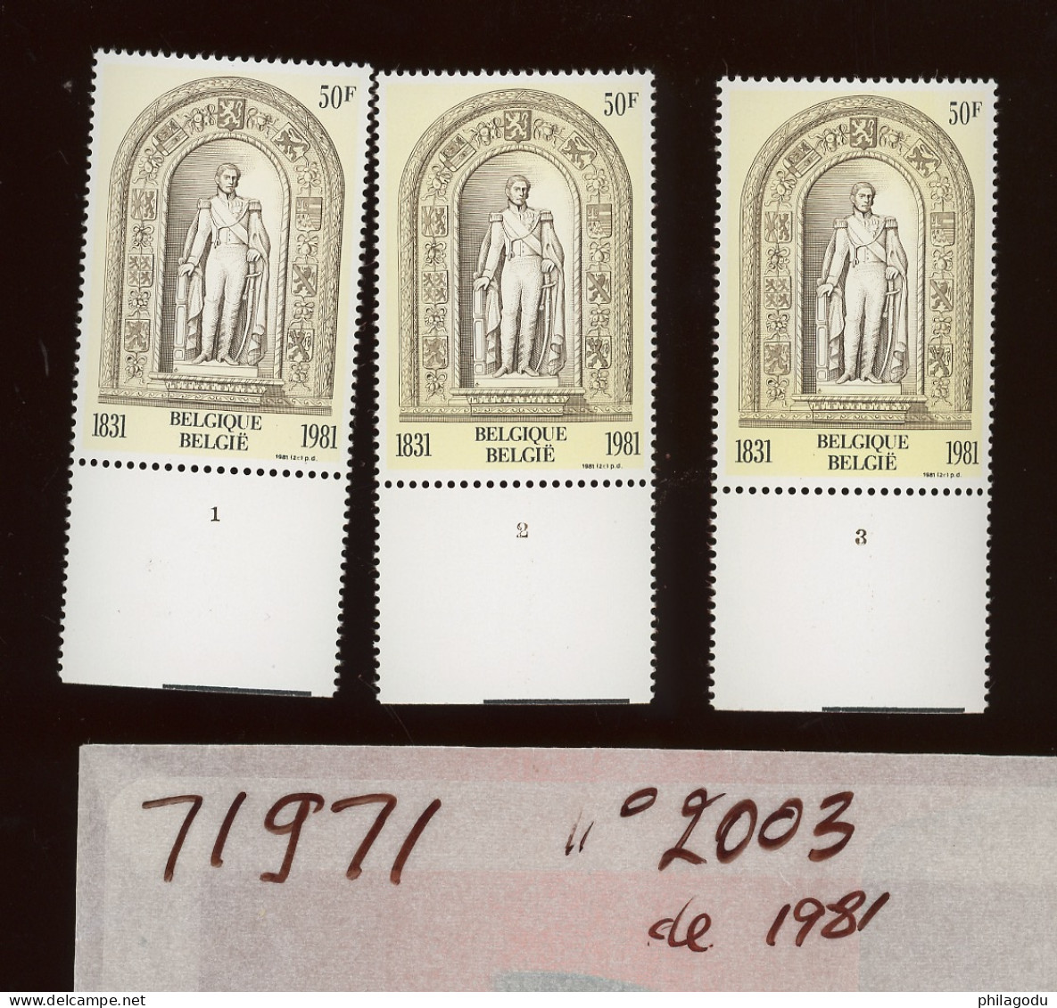 2003. Leopold 1er. Jeu Des 3 Planches. (1981)  PRIX POSTE  150F= 3,72 € - 1981-1990