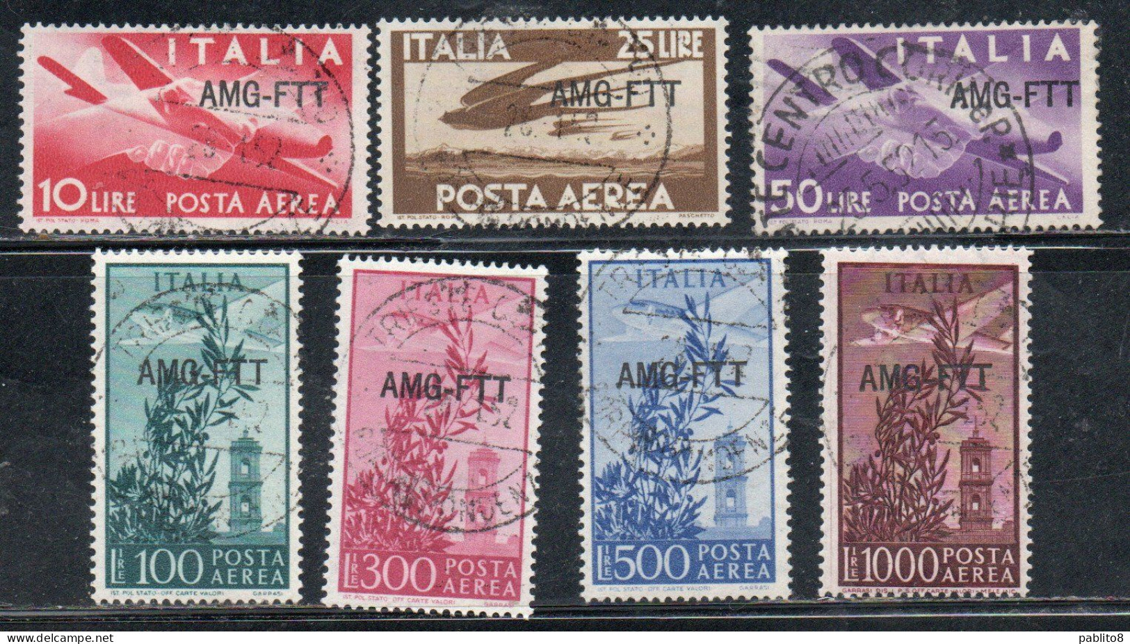 TRIESTE A 1949 - 1952 AMG - FTT ITALIA ITALY OVERPRINTED POSTA AEREA CAMPIDOGLIO E DEMOCRATICA SERIE COMPLETA USATA USED - Poste Aérienne