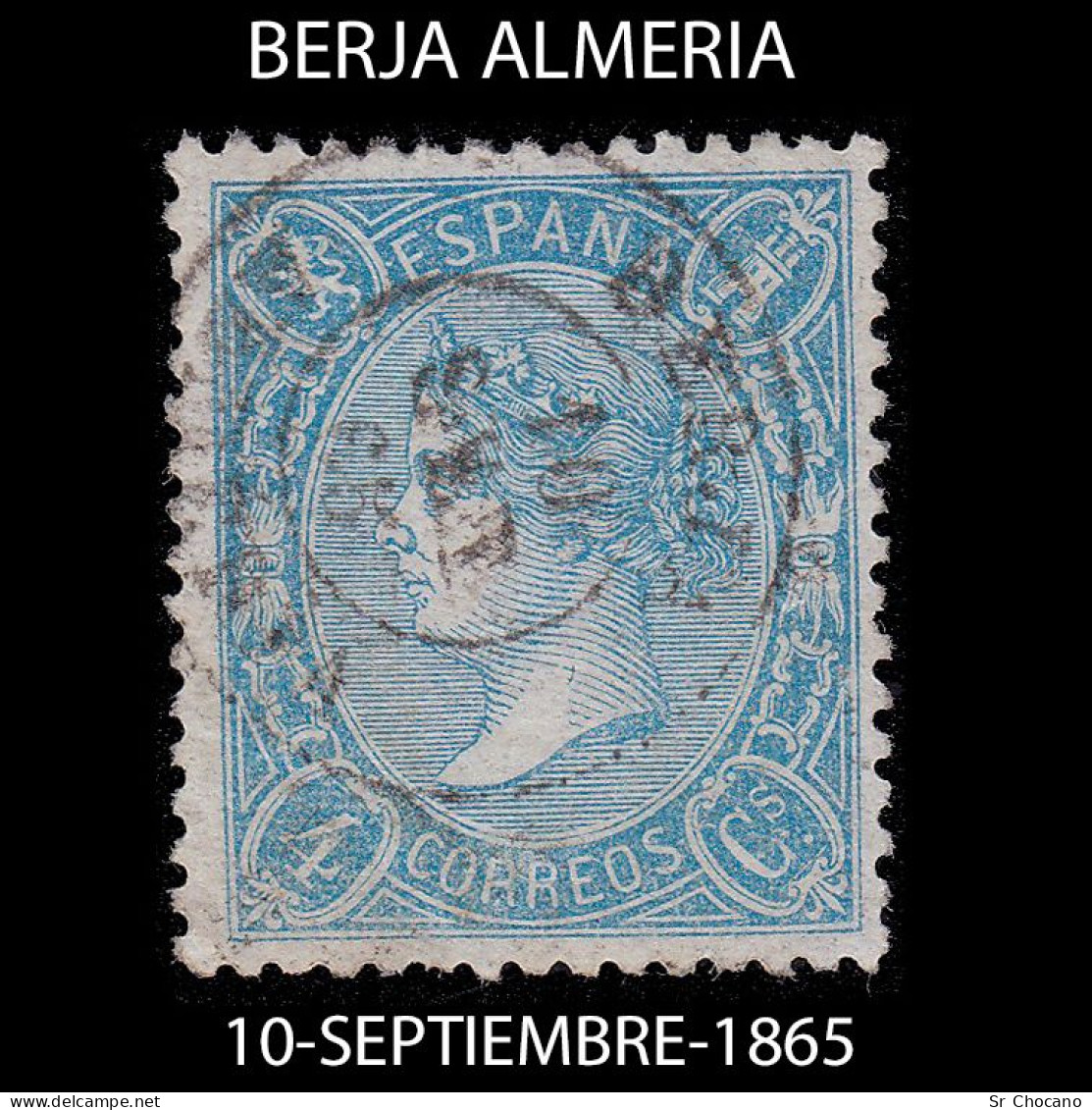 Isabel II.4cu.Fechador BERJA ALMERIA 10-SEP-1865.Edifil 75 - Other & Unclassified