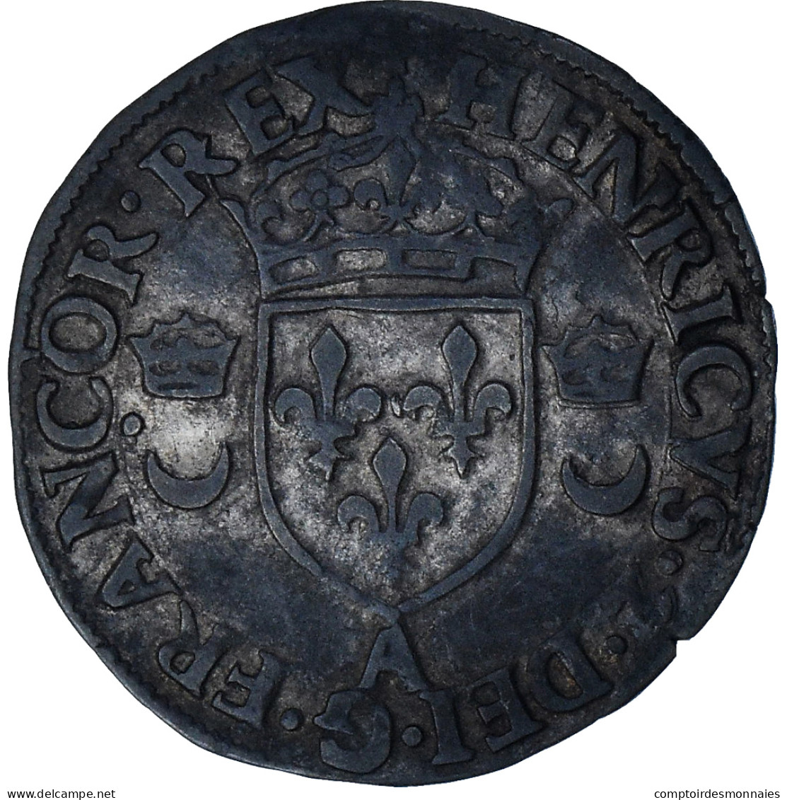 France, Henri II, Douzain Aux Croissants, 1555, Paris, TB+, Billon, Gadoury:357 - 1547-1559 Henry II