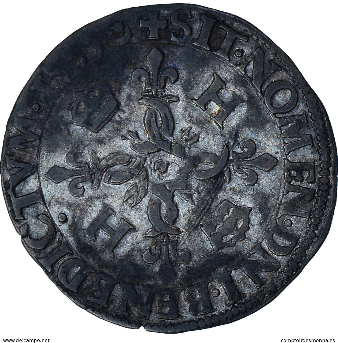 France, Henri II, Douzain Aux Croissants, 1555, Paris, TB+, Billon, Gadoury:357 - 1547-1559 Henry II