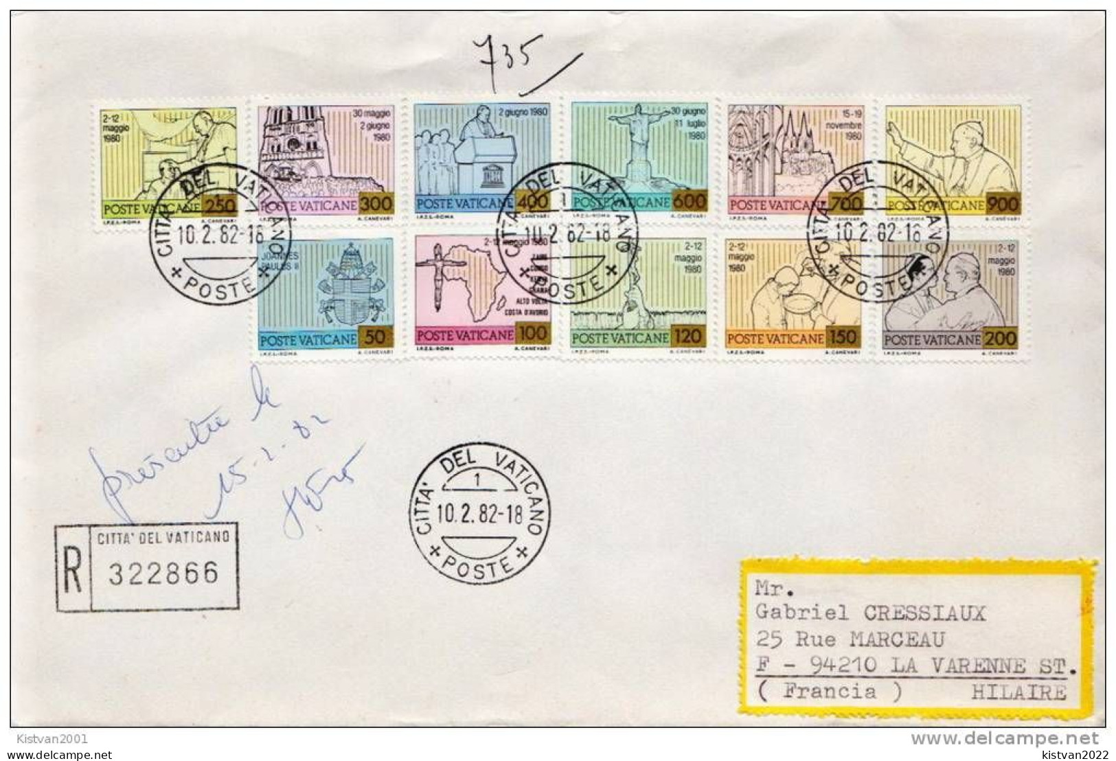 Vatican Cover With Complete Set - Brieven En Documenten