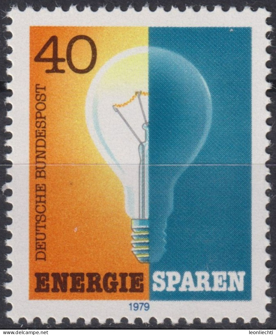 1979 Deutschland>BRD, ** Mi:DE 1031, Sn:DE 1305, Yt:DE 880, Glühlampe, Energie Sparen - Elektriciteit