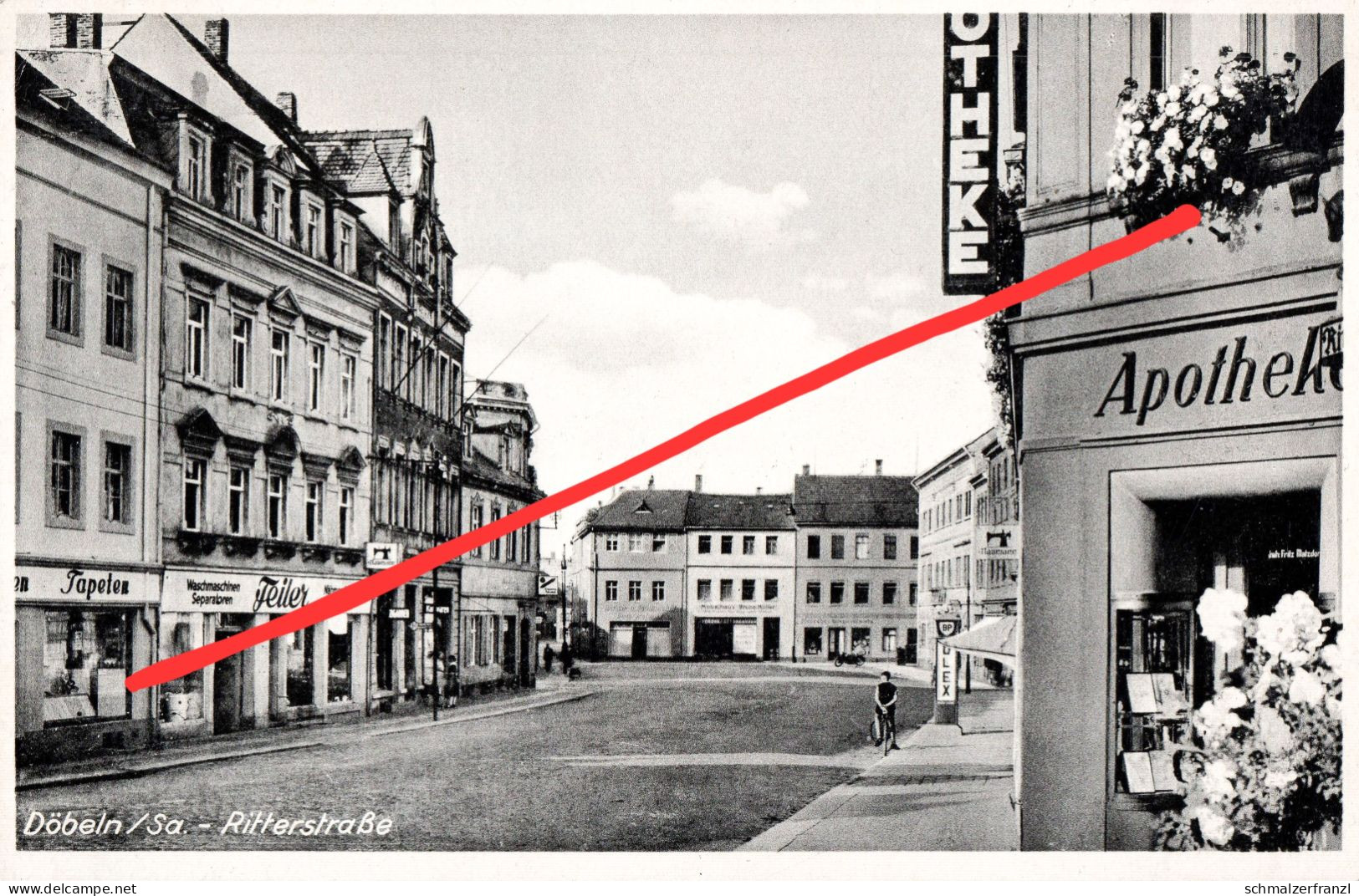 AK Döbeln Ritterstraße Apotheke An Der Oberbrücke Tankstelle A Kleine Kirchgasse Sattelstraße Marktstraße Obermarkt - Doebeln