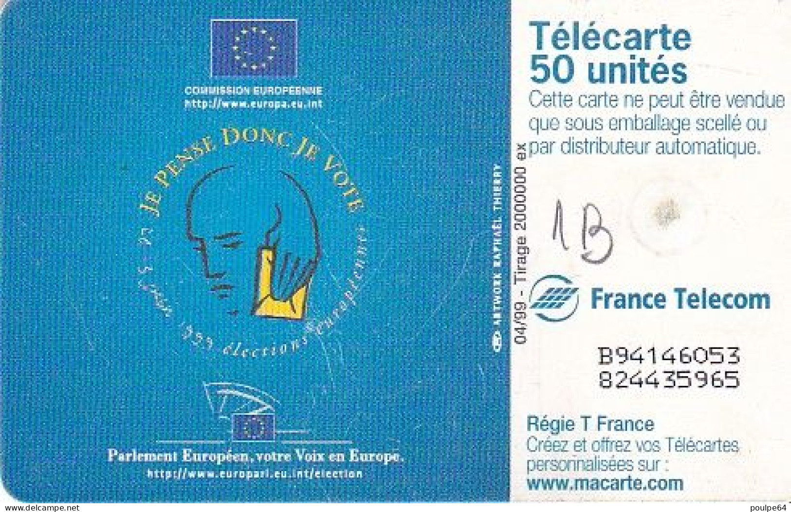 F977a  04/1999 - PARLEMENT EUROPÉEN - 50 GEM1B - 1999