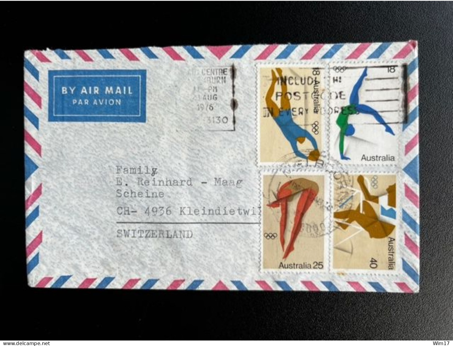 AUSTRALIA 1976 AIR MAIL LETTER MELBOURNE TO KLEINDIETWIL 23-08-1976 AUSTRALIE - Briefe U. Dokumente