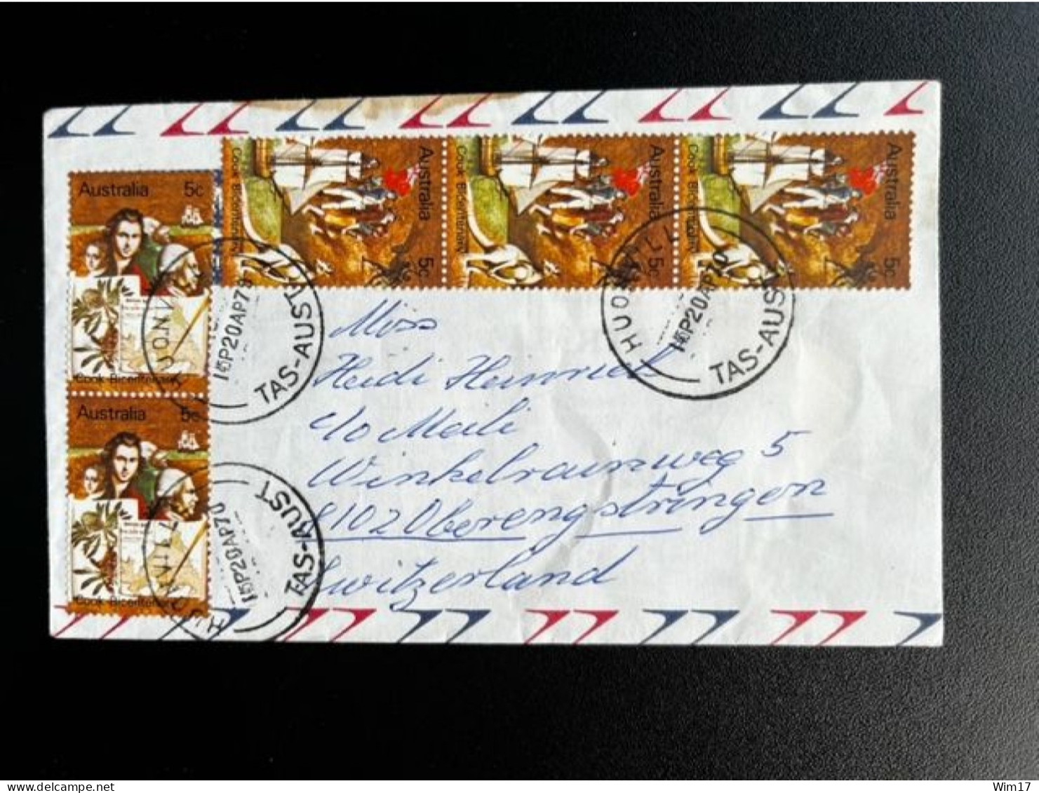 AUSTRALIA 1979 AIR MAIL LETTER HUONVILLE TO OBERENGSTRINGEN 20-04-1979 AUSTRALIE COOK SHIPS - Brieven En Documenten