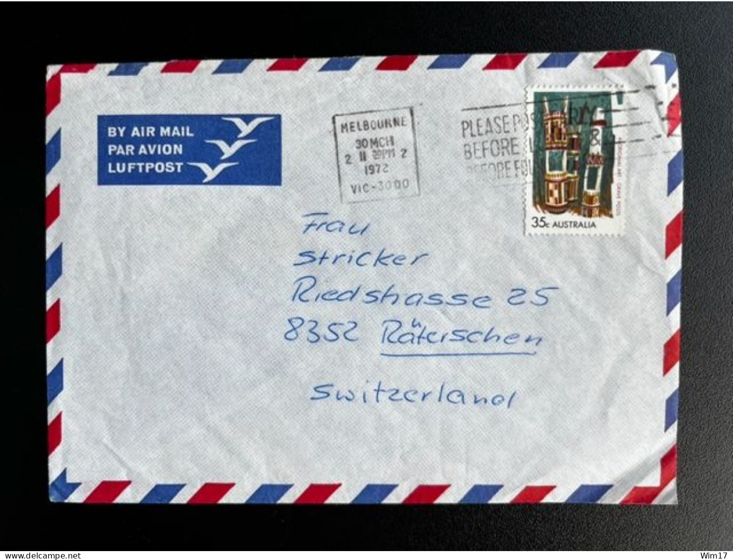 AUSTRALIA 1972 AIR MAIL LETTER MELBOURNE TO RATERSCHEN ELSAU 30-03-1972 AUSTRALIE - Lettres & Documents