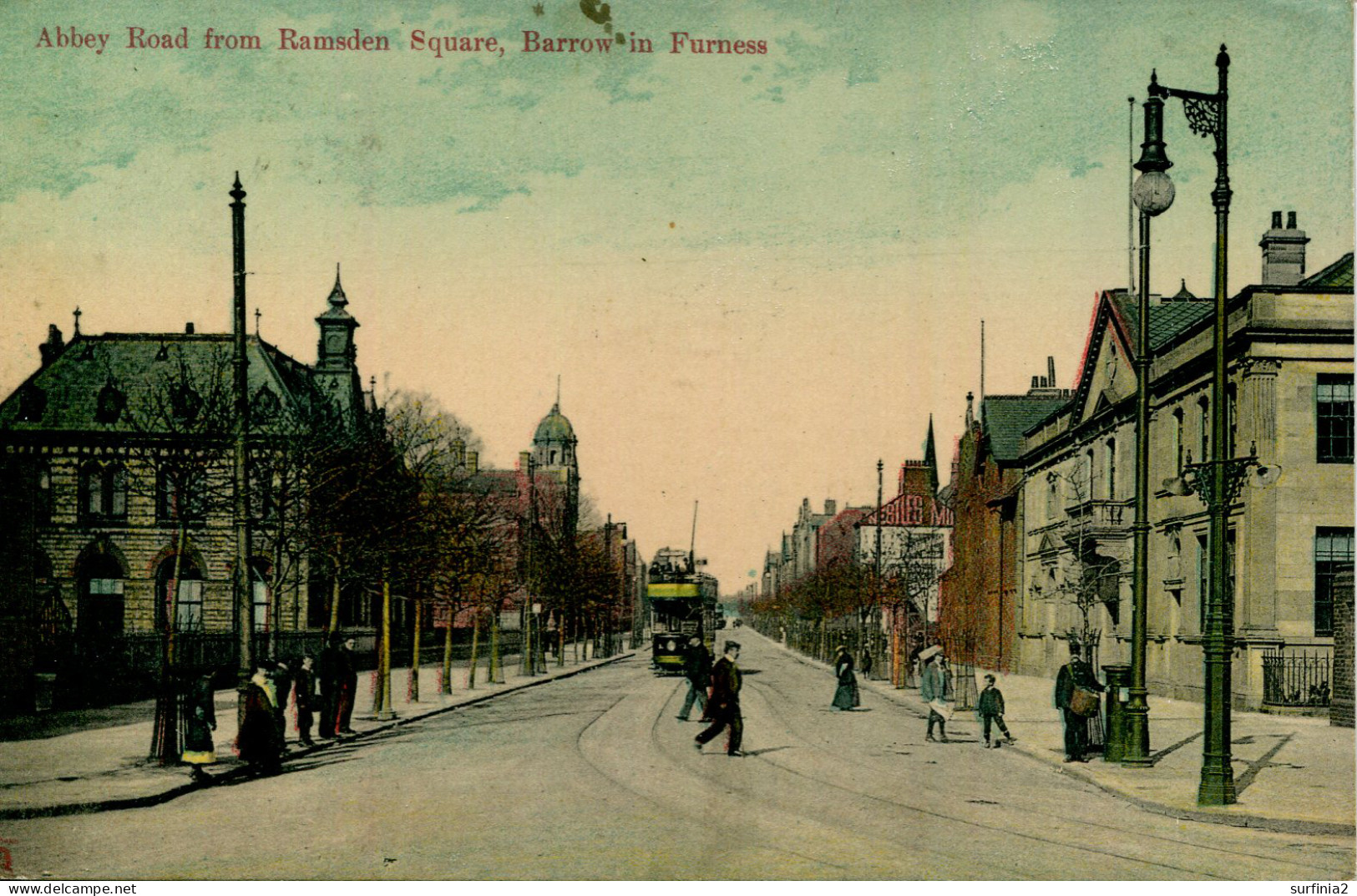 CUMBRIA - BARROW - ABBEY ROAD FROM RAMSDEN SQUARE 1907 Cu1468 - Barrow-in-Furness