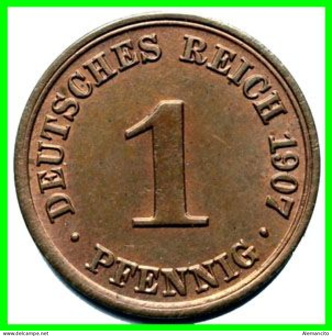 ALEMANIA – GERMANY - IMPERIO 6 MONEDAS SERIE COMPLETA COBRE DIAMETRO 17.5 Mm. DEL AÑO 1907 – KM-10   WILHELM II - 1 Pfennig