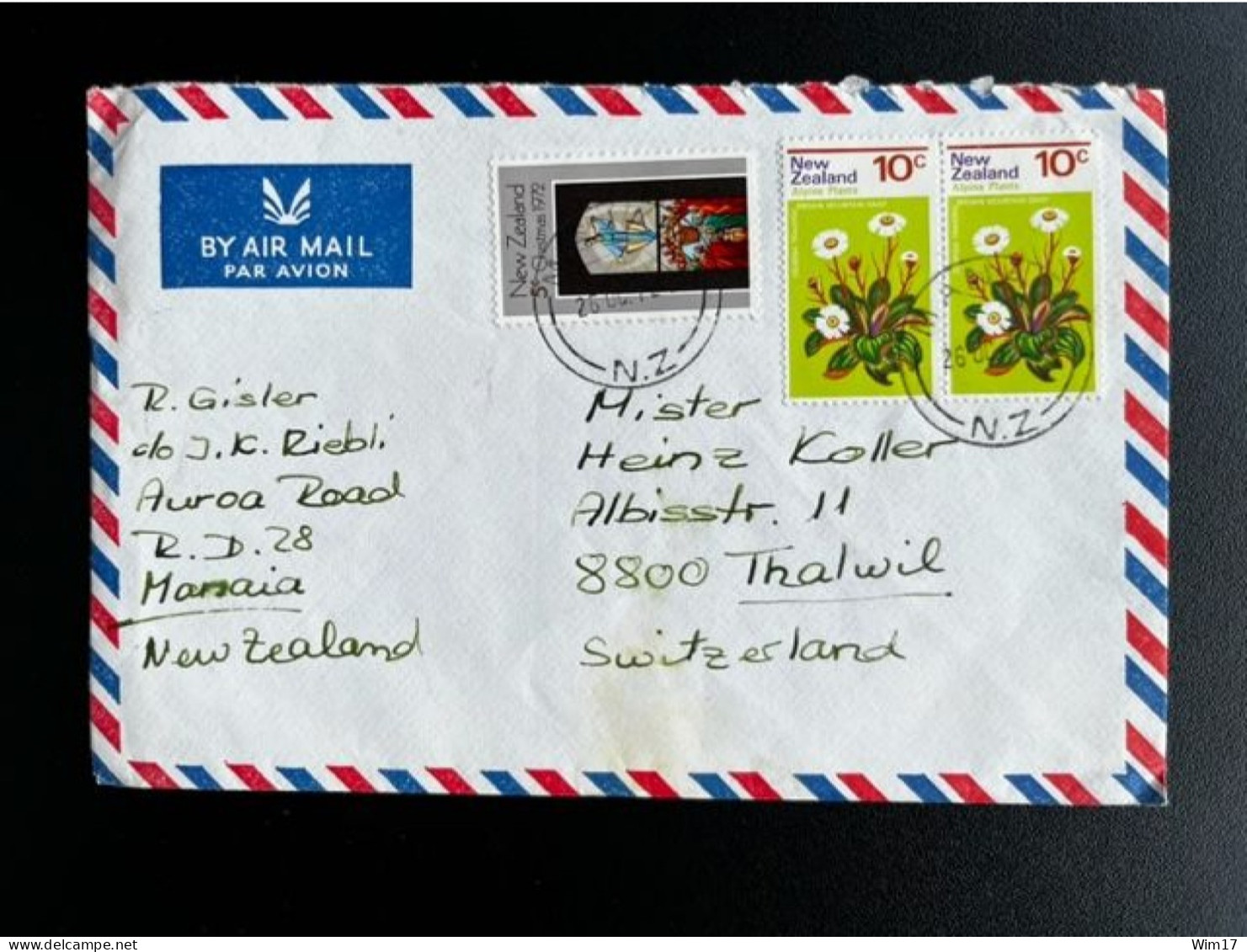 NEW ZEALAND 1972 AIR MAIL LETTER MANAIA TO THALWIL 26-10-1972 NIEUW ZEELAND - Storia Postale