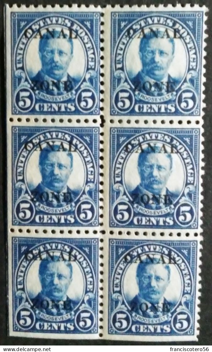 Estados - Unidos: Año. 1924 -25 (Canal - Zona). Tipos. "A" - Scott. **Numero 74 - BL. 6 - Buenos Ejemplares Valor. 138 € - Neufs