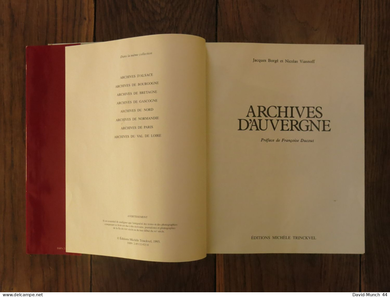 Archives D'Auvergne De Jacques Borgé Et Nicolas Viasnoff. Editions Michéle Trinckel. 1993 - Auvergne