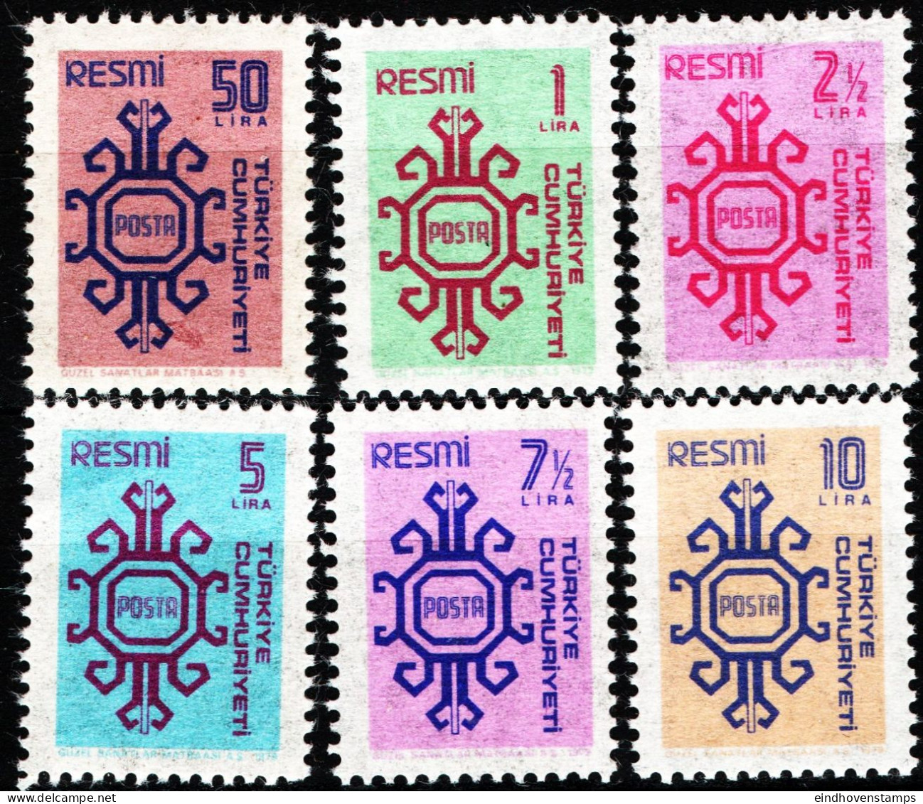 Turkey 1979 Service Stamps 6 Val MNH TR D 79-02 - Timbres De Service
