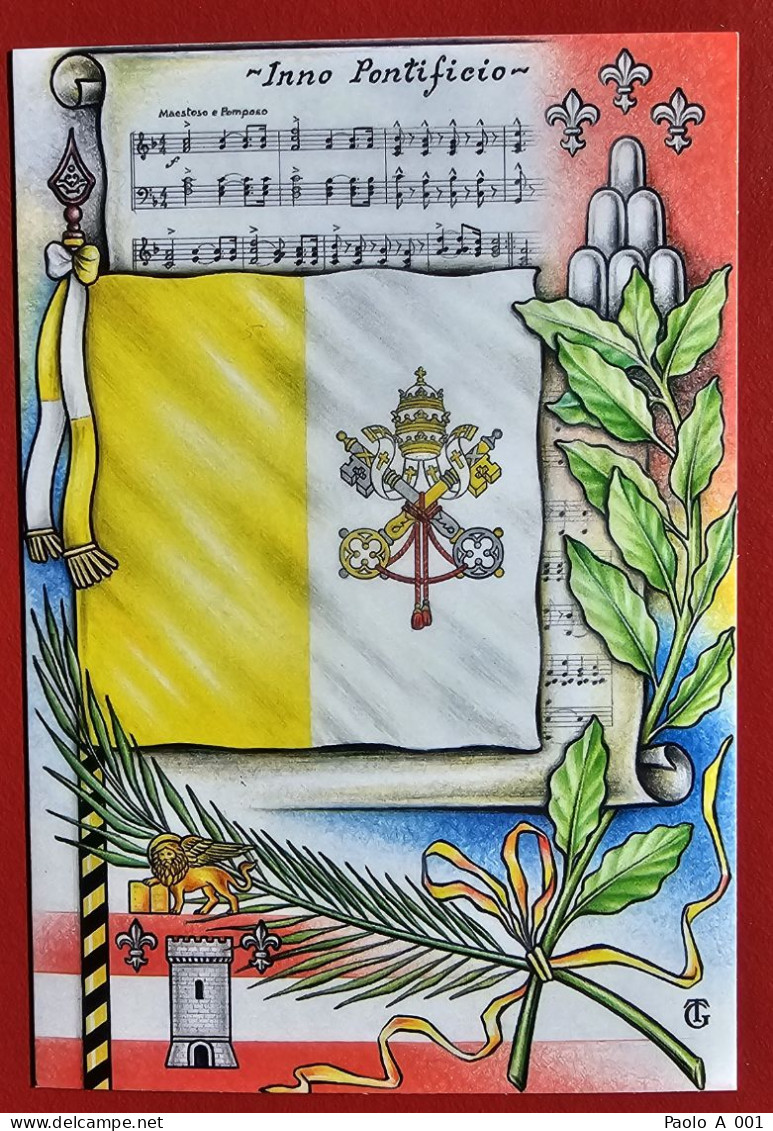 VATICAN VATICANO VATIKAN 2019 90 ANNIVERSARIO FLAG POPE JOHN XXIII PAUL VI ANGEL GABRIELE POST CARD - Storia Postale