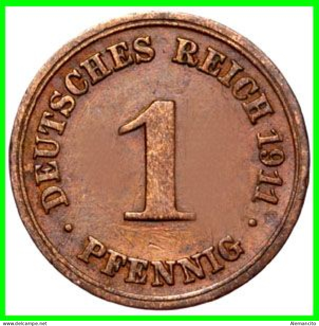 ALEMANIA – GERMANY - IMPERIO 3 MONEDAS DE SERIE COBRE DIAMETRO 17.5 Mm. DEL AÑO 1911 – KM-10   WILHELM II - 1 Pfennig