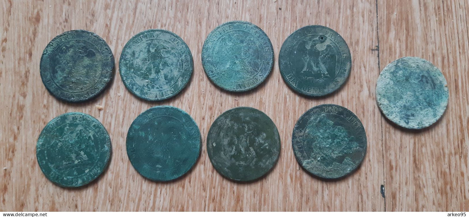 Lot De 9 Pièces De 10 Centimes Napoléon III - 10 Centimes