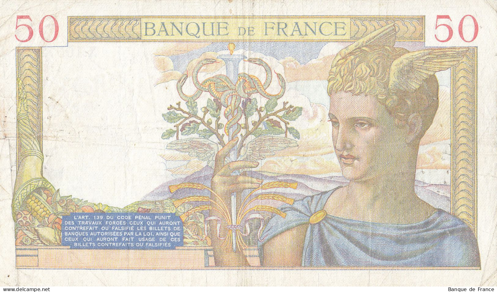 Billet 50 F Cérès Du 13-7-1939 FAY 18.28 Alph. X.10572 - 50 F 1934-1940 ''Cérès''