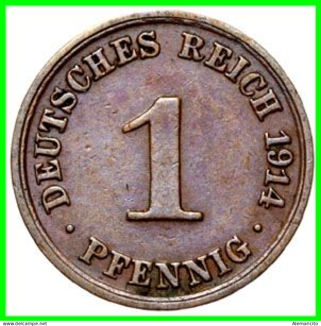 ALEMANIA – GERMANY - IMPERIO 4 MONEDAS DE SERIE COBRE DIAMETRO 17.5 Mm. DEL AÑO 1914 – KM-10   WILHELM II - 1 Pfennig