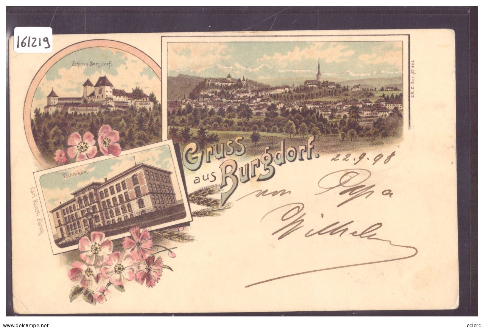 BURGDORF - BERTHOUD - LITHO - B ( PETIT PLI D'ANGLE ) - Berthoud