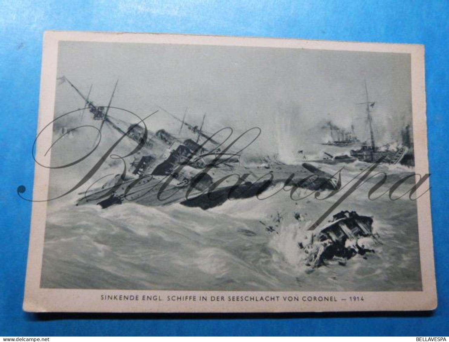 Sinkende Englander Schiffe Seeschlacht Von Coronel 1914-1918 Photo Gemaldes Von Chaltzmann - War 1914-18