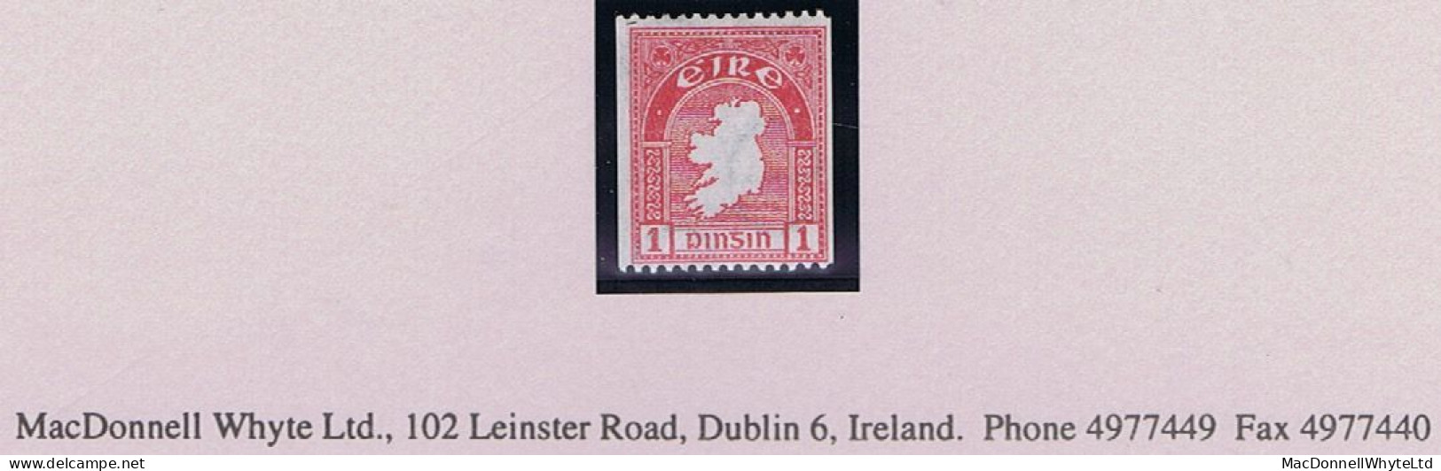 Ireland 1940 E Coils Perf. 14 X Imperf., 1d Map Fresh Mint With Light Hinge Trace - Unused Stamps