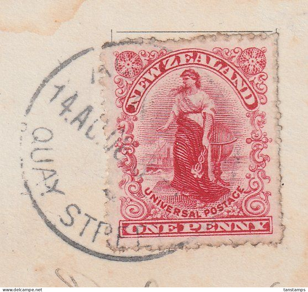 NEW ZEALAND 1908 VERY RARE QUAY STREET POSTMARK AMERICAN FLEET VISIT - Storia Postale