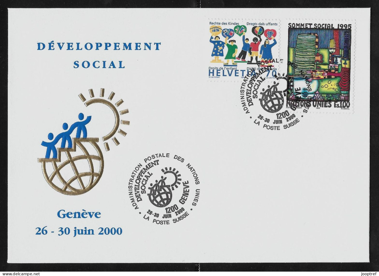 2000 Joint/Gemeinschaftsausgabe Switzerland And UN Geneva, OFFICIAL FDC COVER : Social Development - Gezamelijke Uitgaven