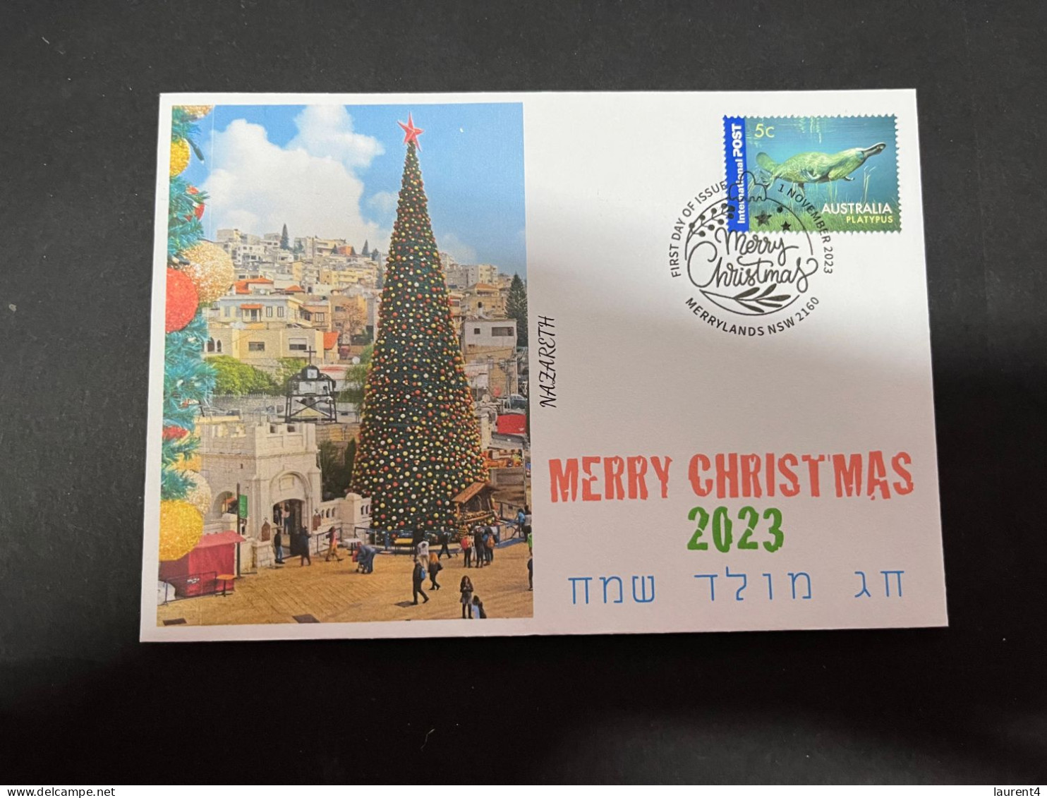 27-11-2023 (3 V 33) Christmas 2023 (platypus Stamp) Nazareth Christmas Tree (released 1-11-2023) - Christmas Island