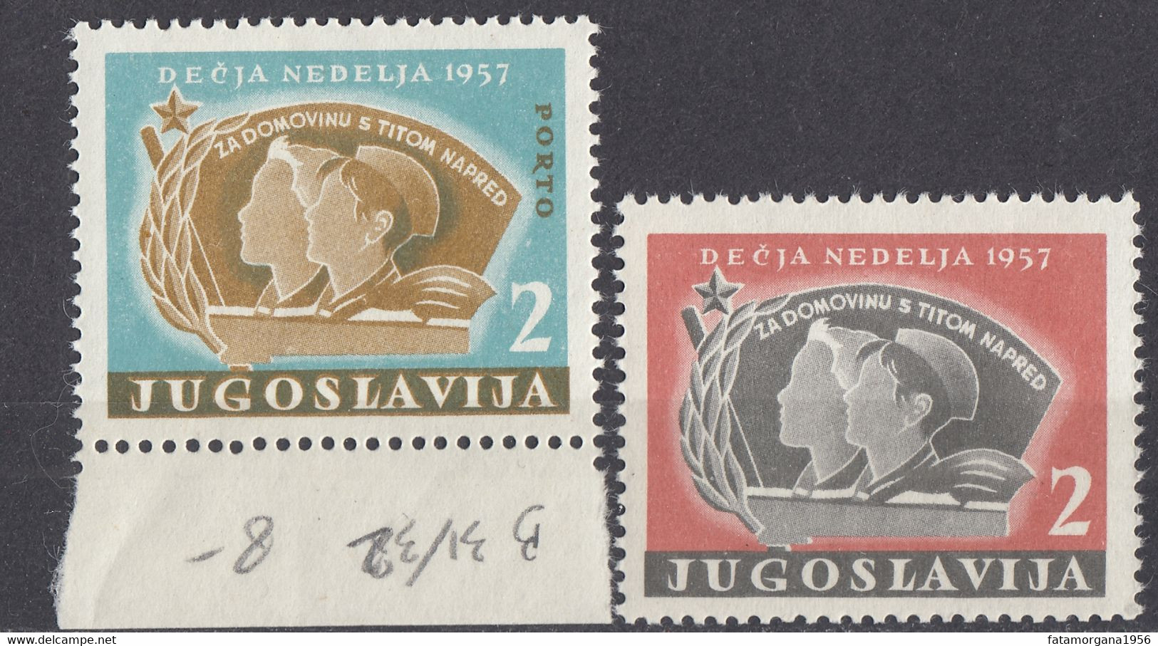 JUGOSLAVIA - 1957 - Serie Completa Nuova MNH: Yvert Beneficenza 31/32, 2 valori Complessivi, Seconda Scelta - Beneficenza