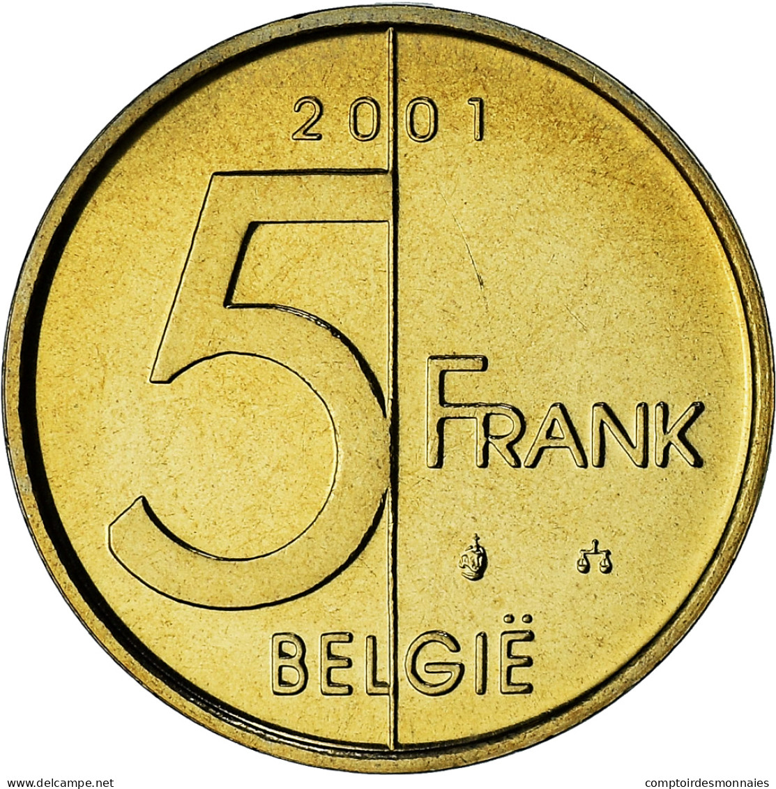 Belgique, Albert II, 5 Francs, 5 Frank, 2001, Série FDC, FDC, Bronze-Aluminium - 5 Frank