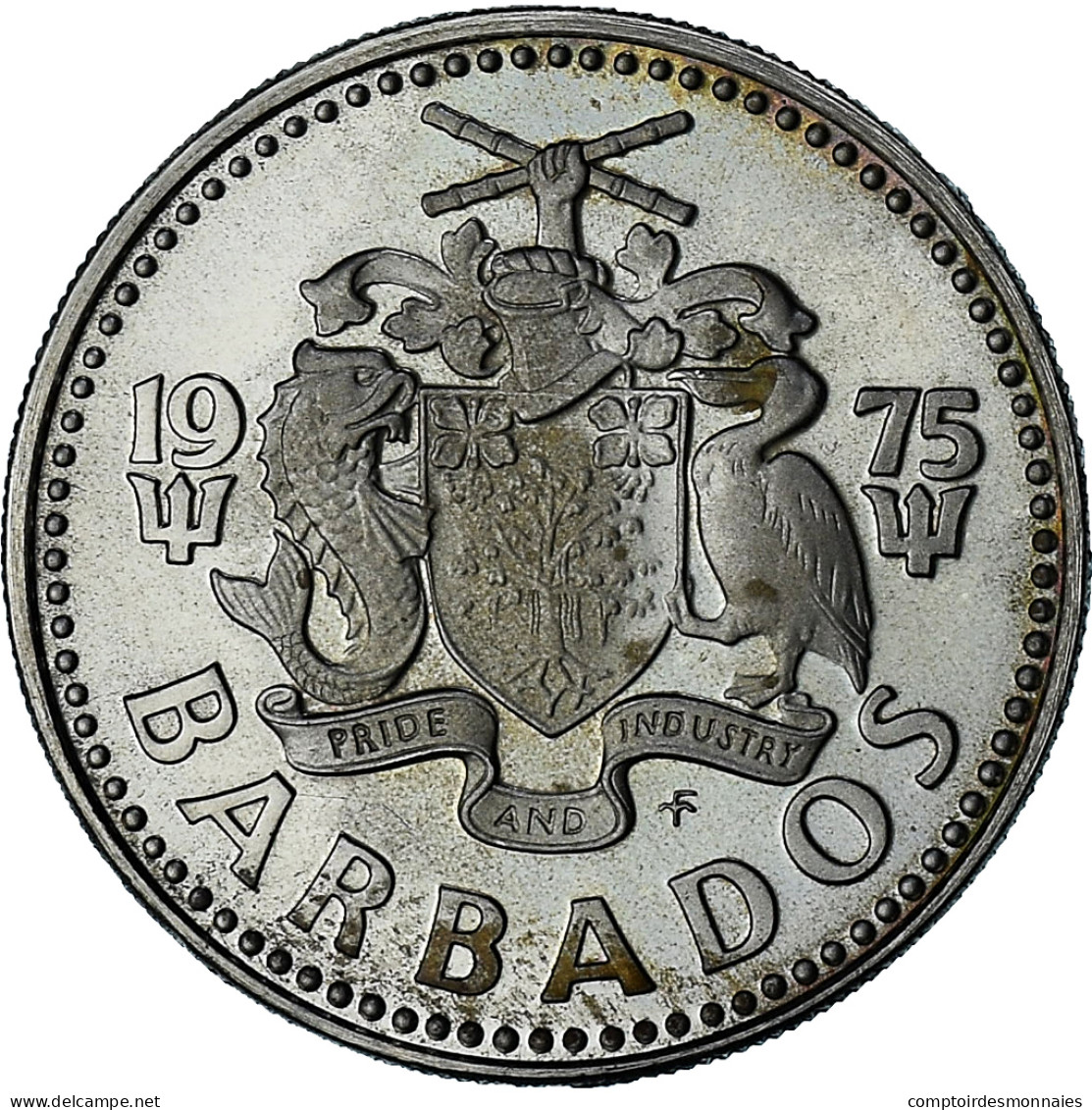 Barbade, 25 Cents, 1975, Proof, SPL+, Du Cupronickel, KM:13 - Barbados (Barbuda)