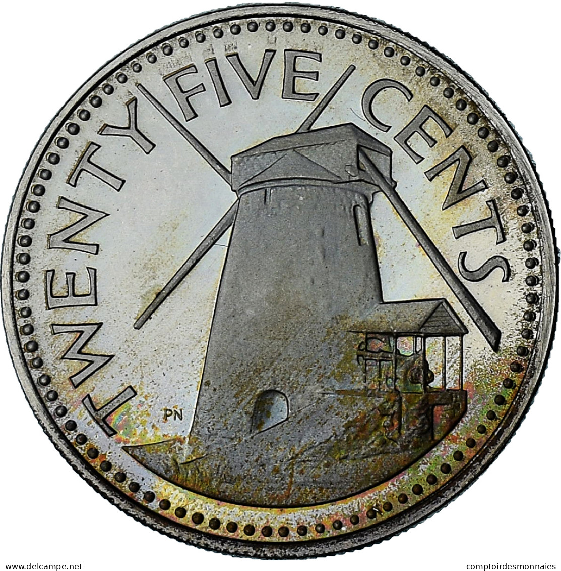 Barbade, 25 Cents, 1975, Proof, SPL+, Du Cupronickel, KM:13 - Barbades